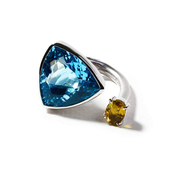 Ring 8.5 Permi Blue Topaz,Olive Green Tourmaline Ring Permi Blue Topaz,Olive Green Tourmaline Ring, Ring by GERMAN KABIRSKI