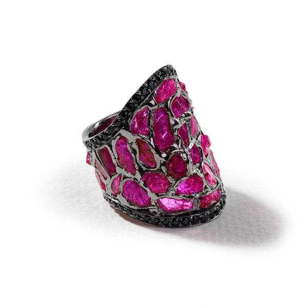 Ring 6.5 Mille Rough Ruby and Black Spinel Ring Mille Rough Ruby and Black Spinel Ring, Ring by GERMAN KABIRSKI