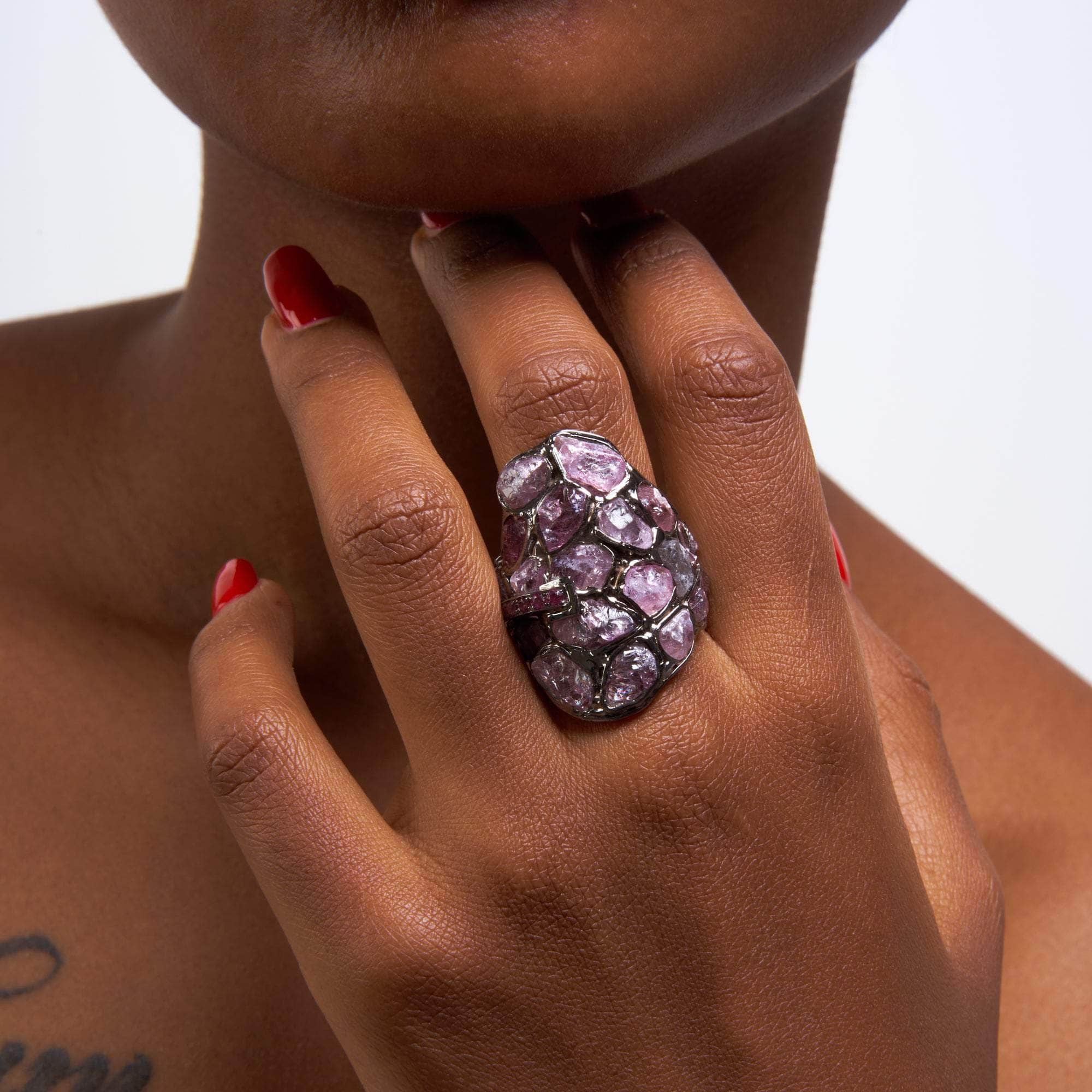 Scipio Rough Spinel and Rhodolite Ring GERMAN KABIRSKI