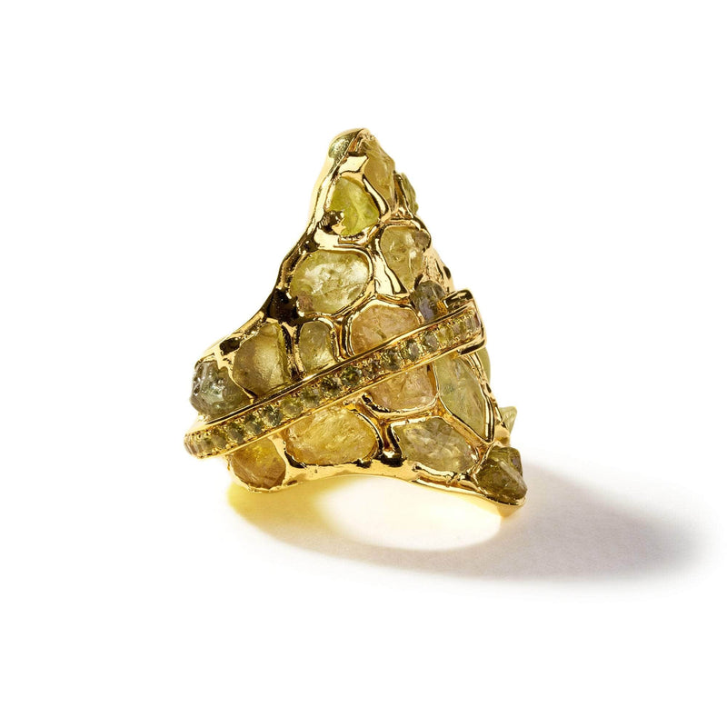 Octa Rough Chrysoberyl and Yellow Sapphire Ring GERMAN KABIRSKI