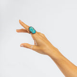 Deto Rough Turquoise and London Blue Topaz and Black Spinel Ring GERMAN KABIRSKI