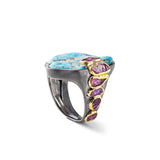 Odin Rough Turquoise and Rough Ruby Ring GERMAN KABIRSKI