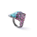 Enilli Rough Turquoise and Rough Ruby Ring GERMAN KABIRSKI