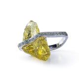 Mithra Rough Lemon Quartz and Green Sapphire Ring GERMAN KABIRSKI