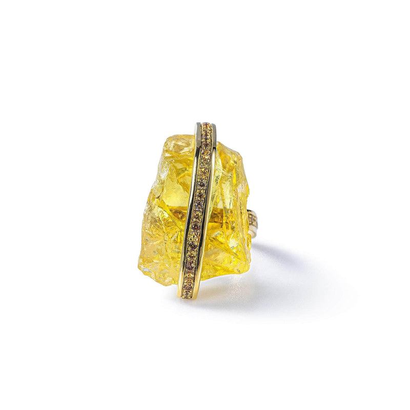 Uni Rough Lemon Quartz and Yellow Sapphire Ring GERMAN KABIRSKI