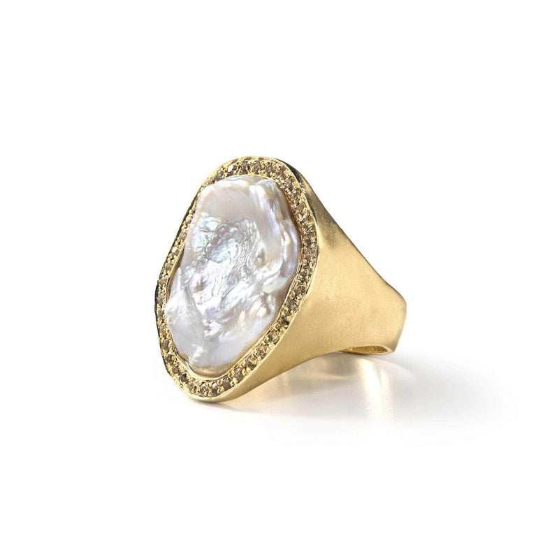 Yellow sapphire deals and pearl ring