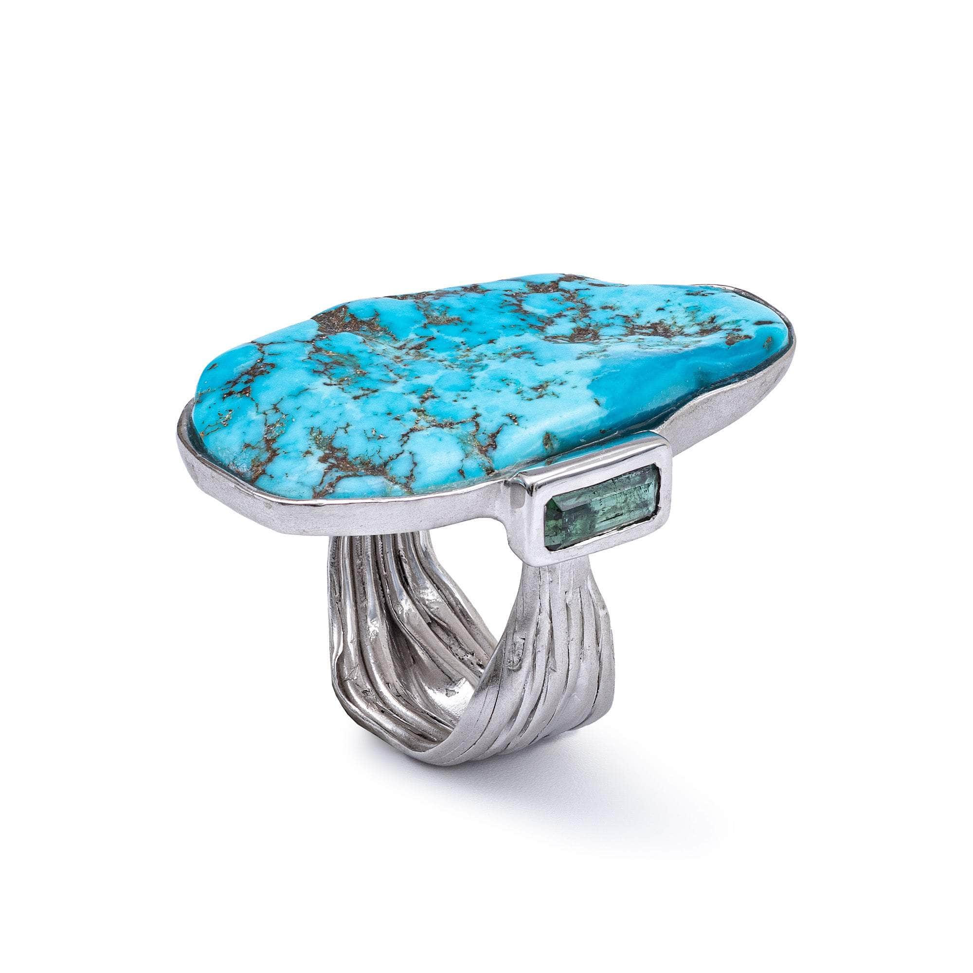 Meri Rough Turquoise and Tourmaline Ring GERMAN KABIRSKI