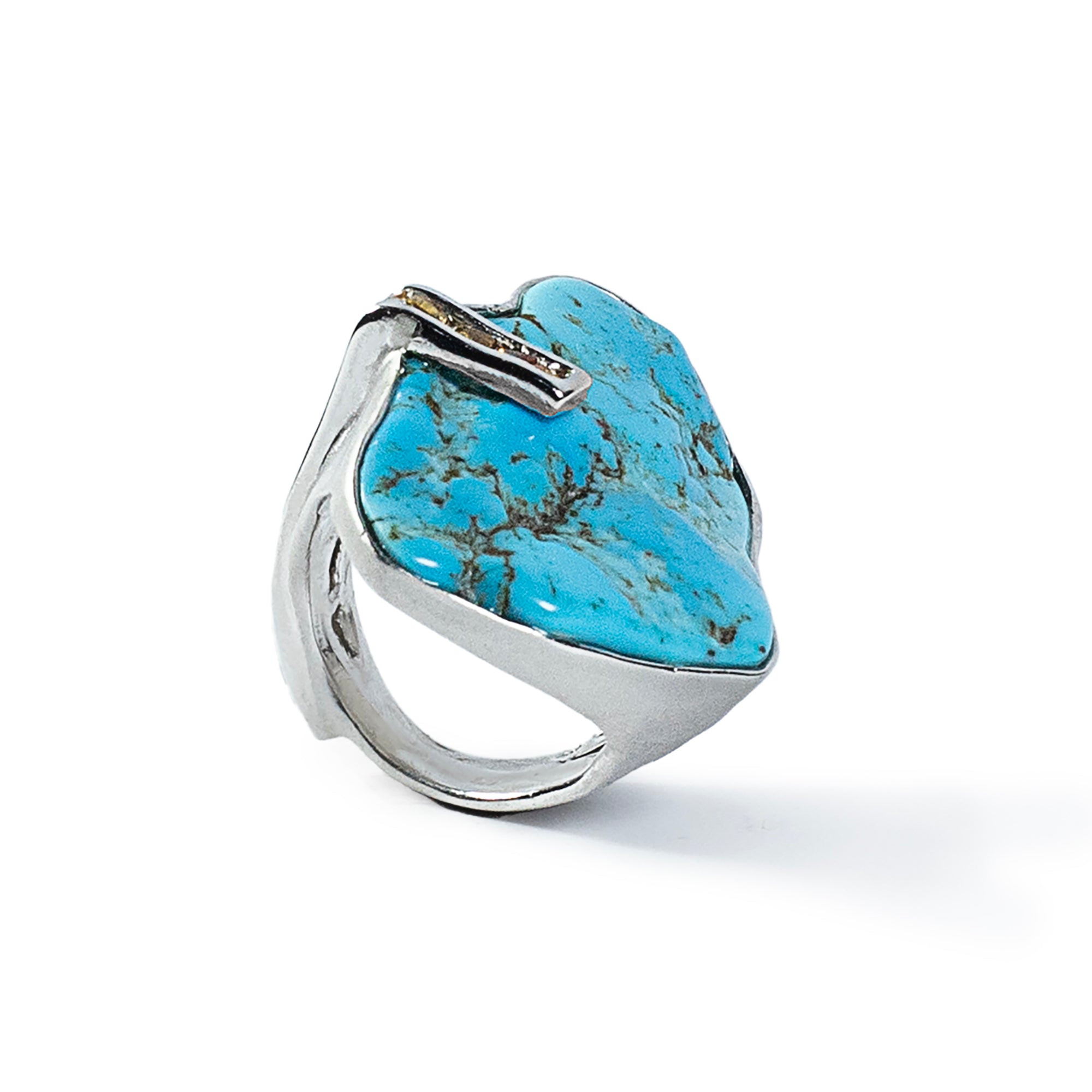 Vann Rough Turquoise and Sapphire Ring