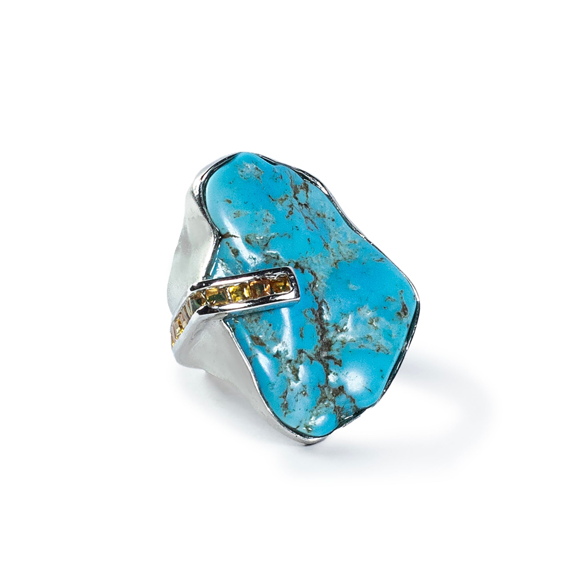 Vann Rough Turquoise and Sapphire Ring