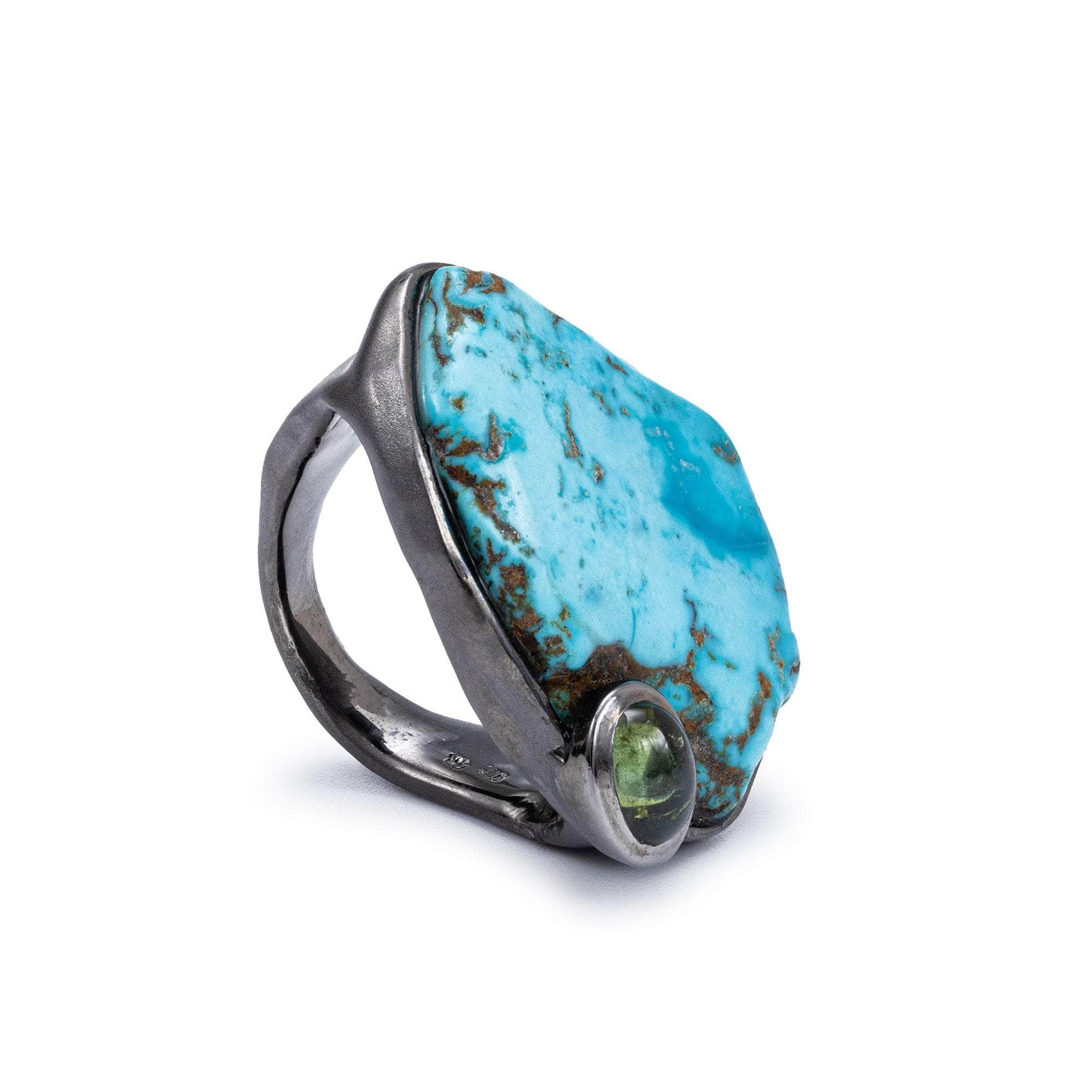 Aarde Rough Turquoise and Tourmaline Ring GERMAN KABIRSKI