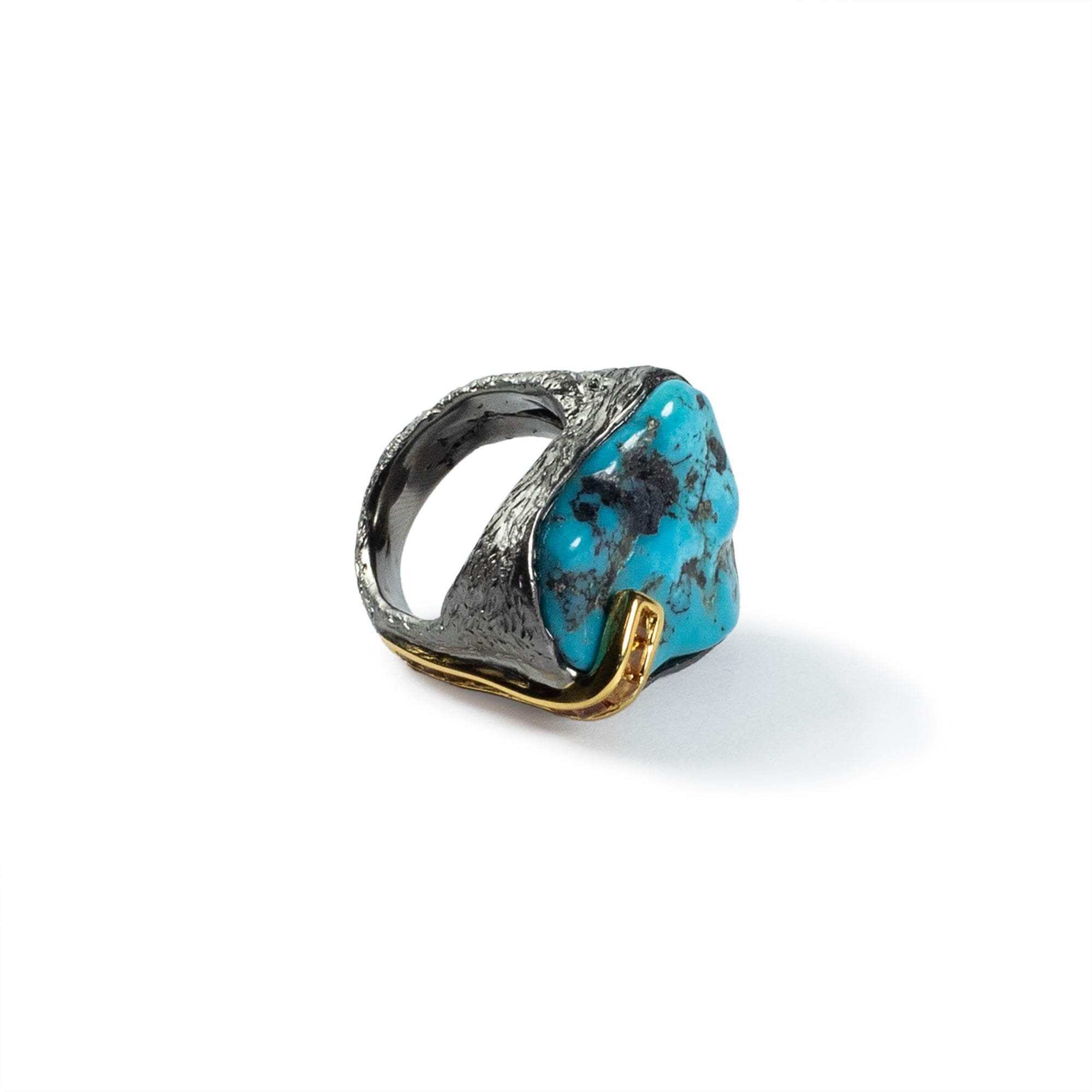 Sora Rough Turquoise and Sapphire Ring GERMAN KABIRSKI