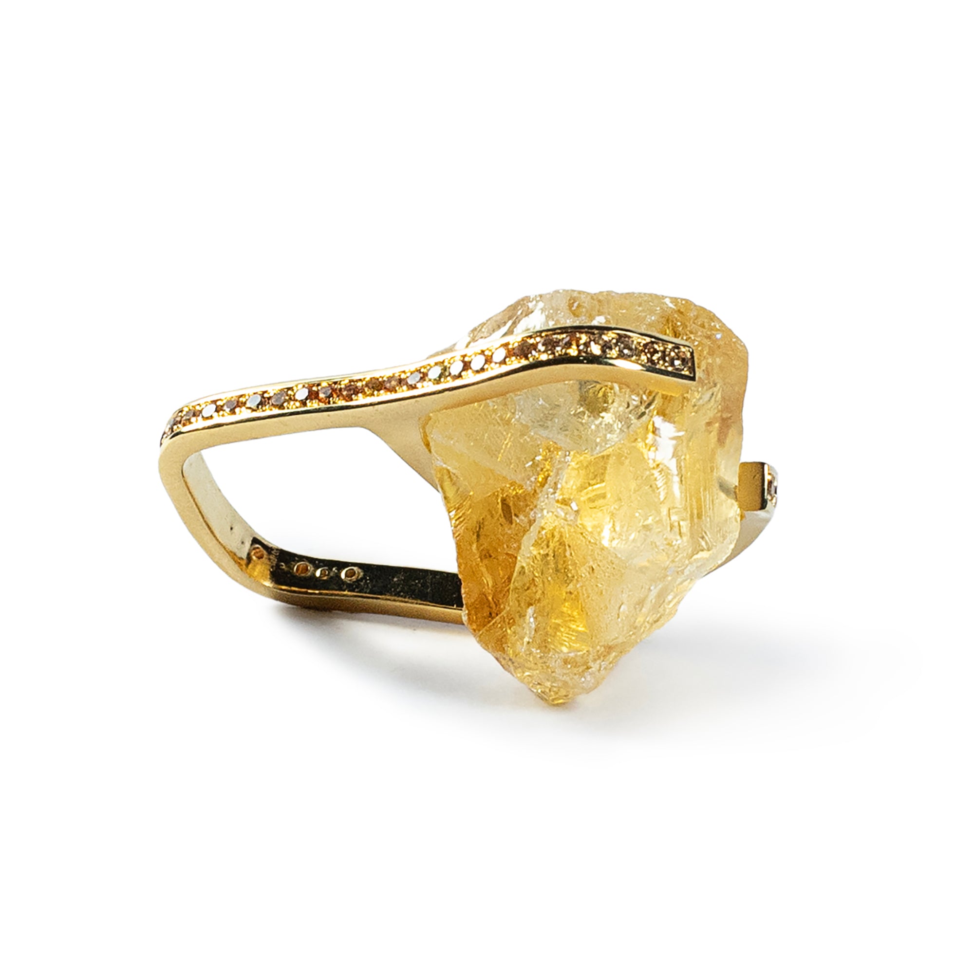 Pierre Rough Citrine and Sapphire Ring