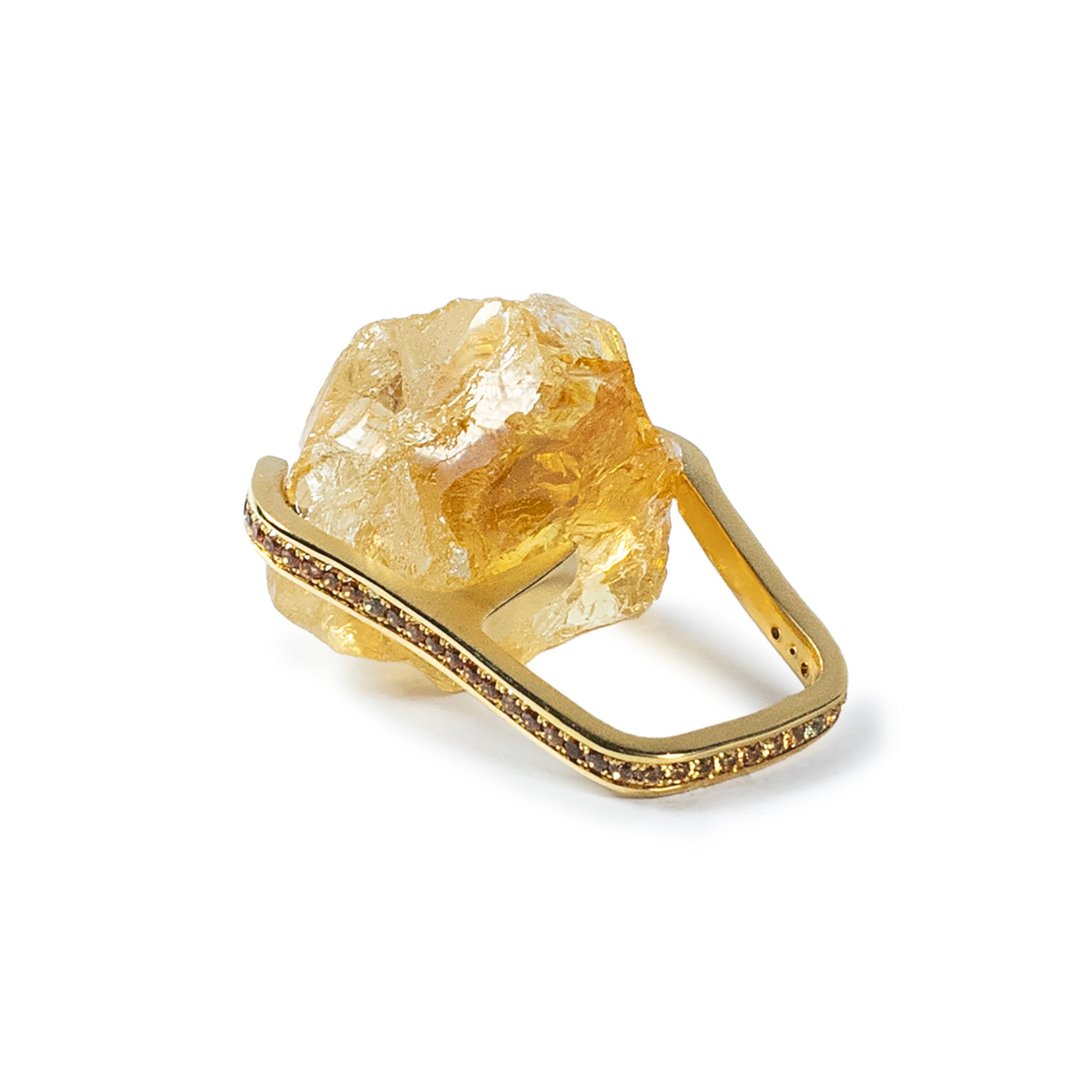 Pierre Rough Citrine and Sapphire Ring