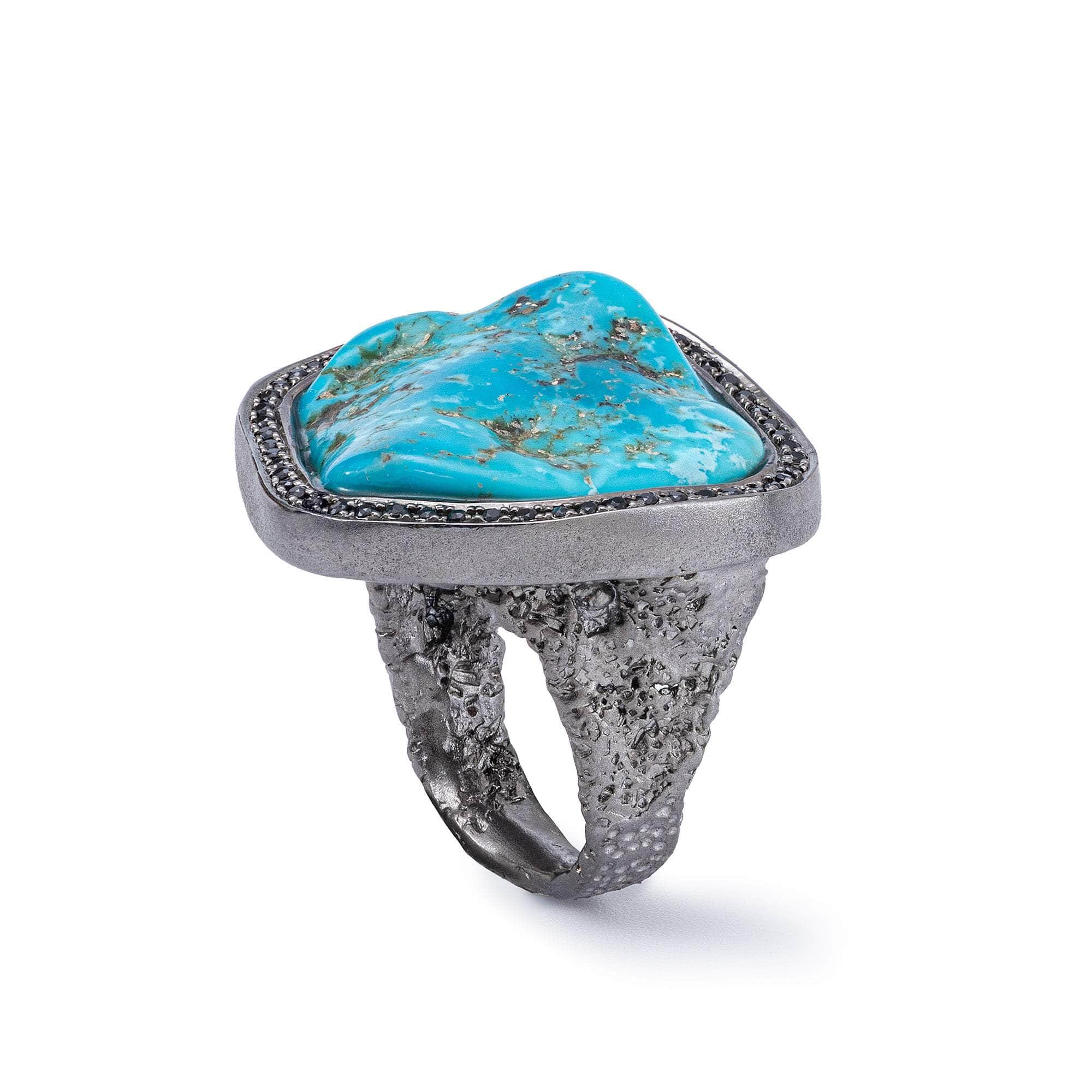 Pinos Rough Turquoise and Spinel Ring GERMAN KABIRSKI