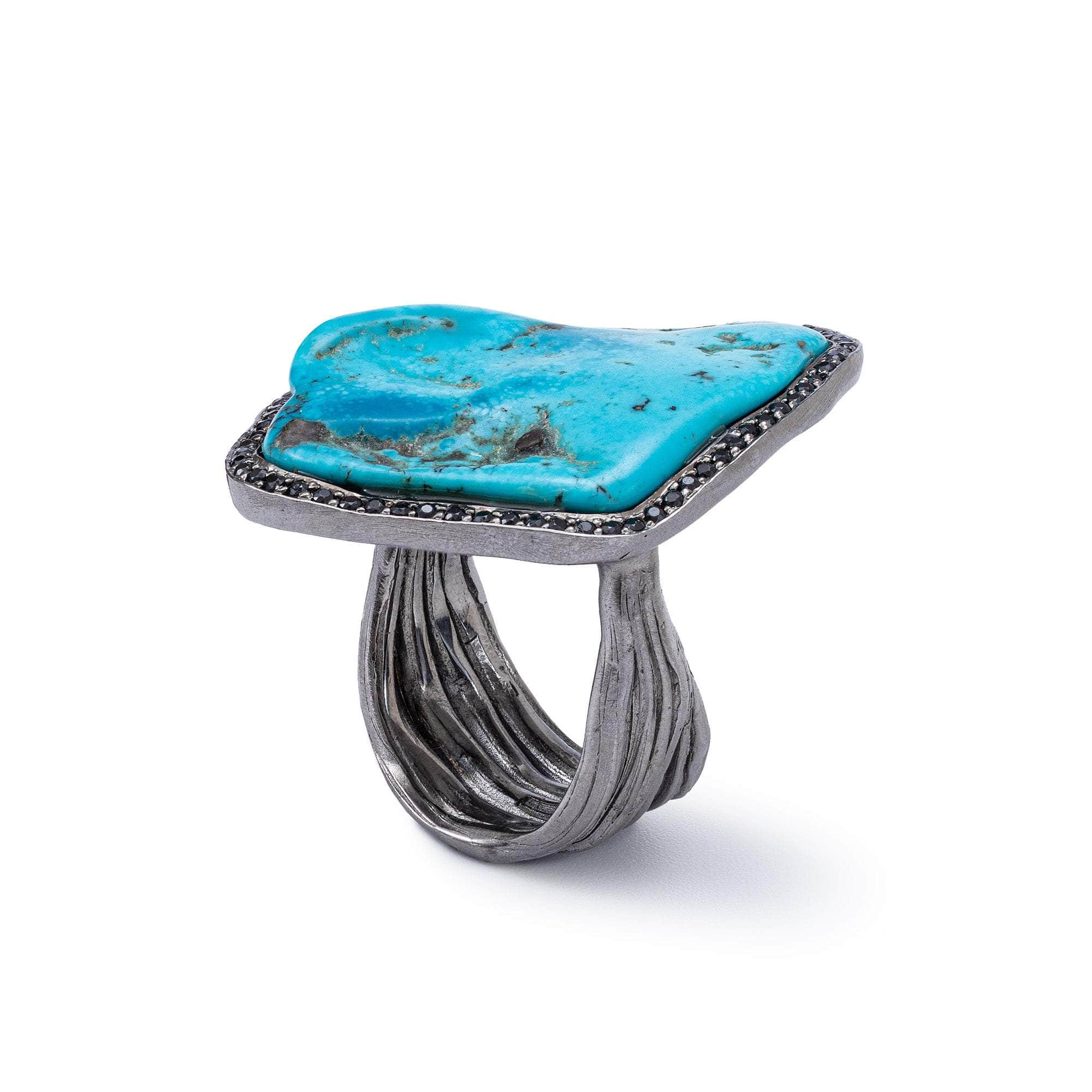 Dirce Rough Turquoise and Spinel Ring GERMAN KABIRSKI