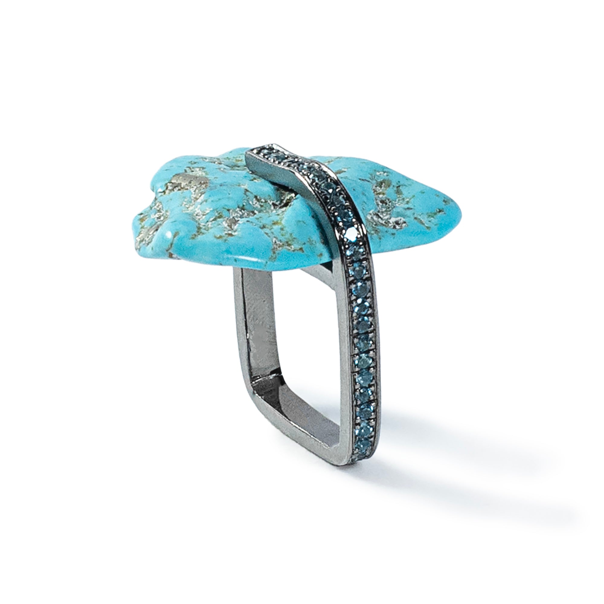 Lafu Rough Turquoise and Topaz Ring