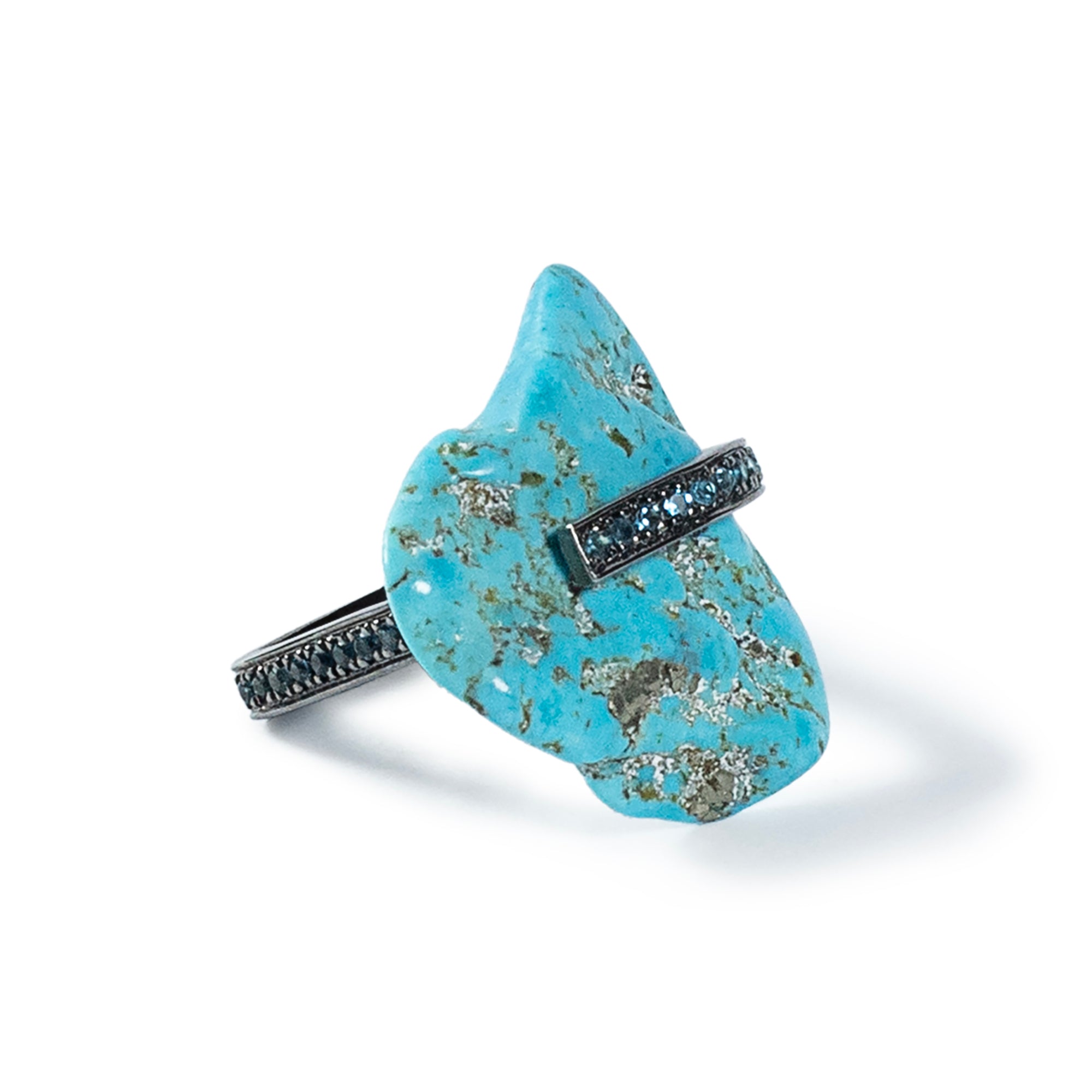 Lafu Rough Turquoise and Topaz Ring