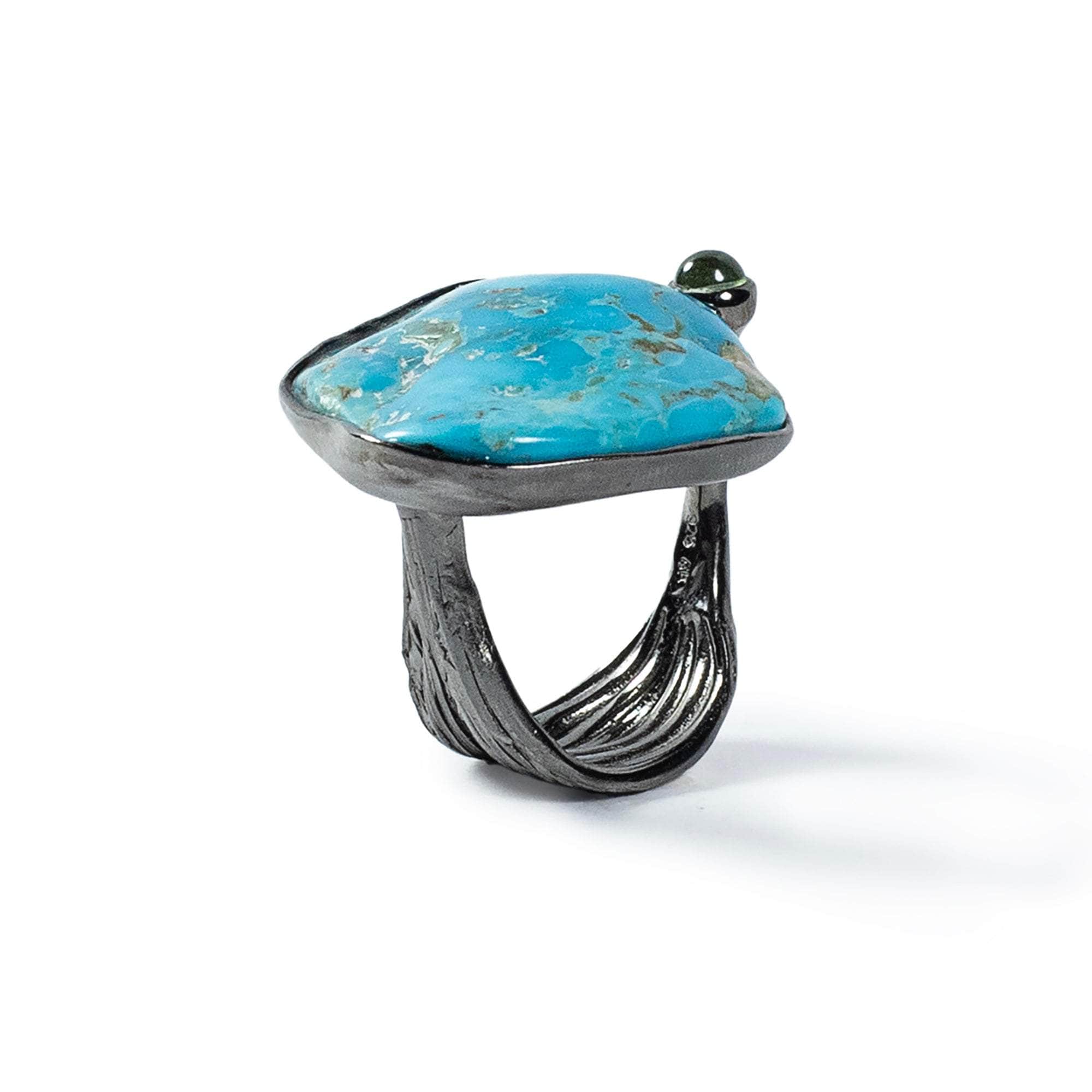 Ciel Rough Turquoise and Sapphire Ring GERMAN KABIRSKI