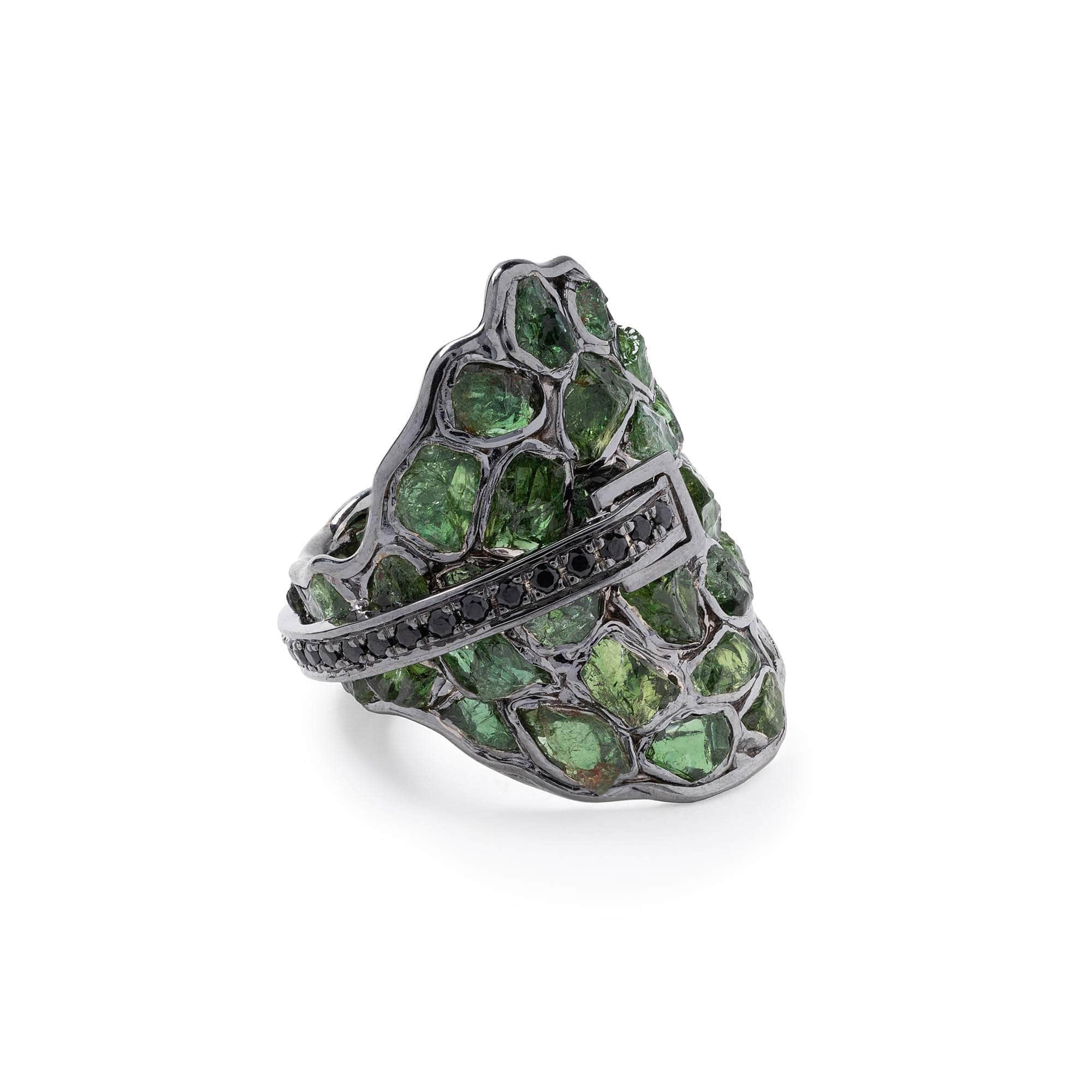 Chaza Rough Chrome Diopside and Spinel Ring GERMAN KABIRSKI