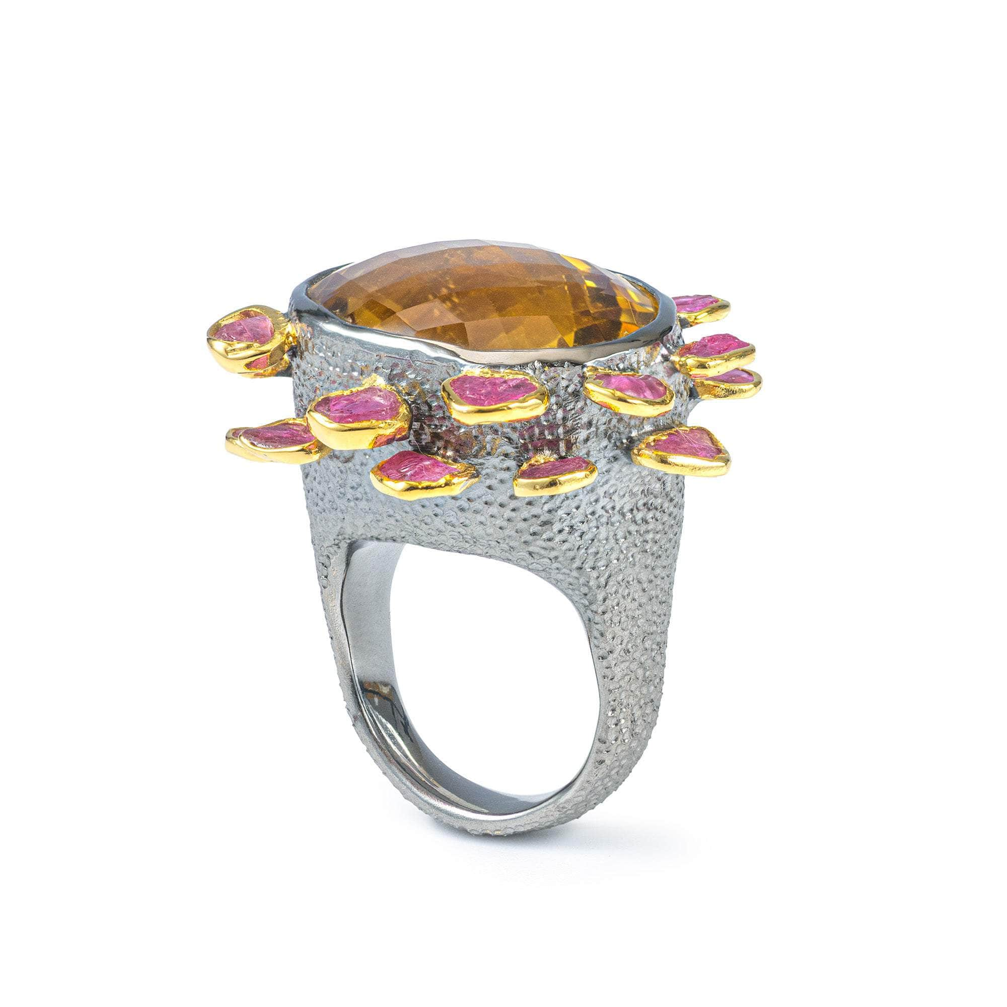 Blaiz Citrine and Rough Ruby Ring GERMAN KABIRSKI