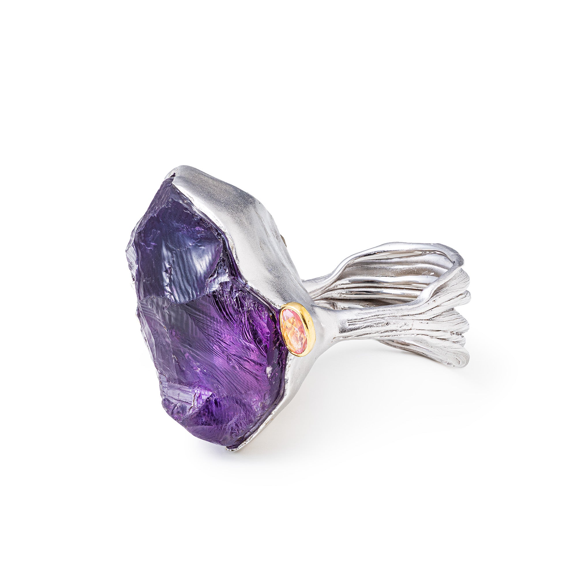 Diadem Rough Amethyst and Sapphire Ring