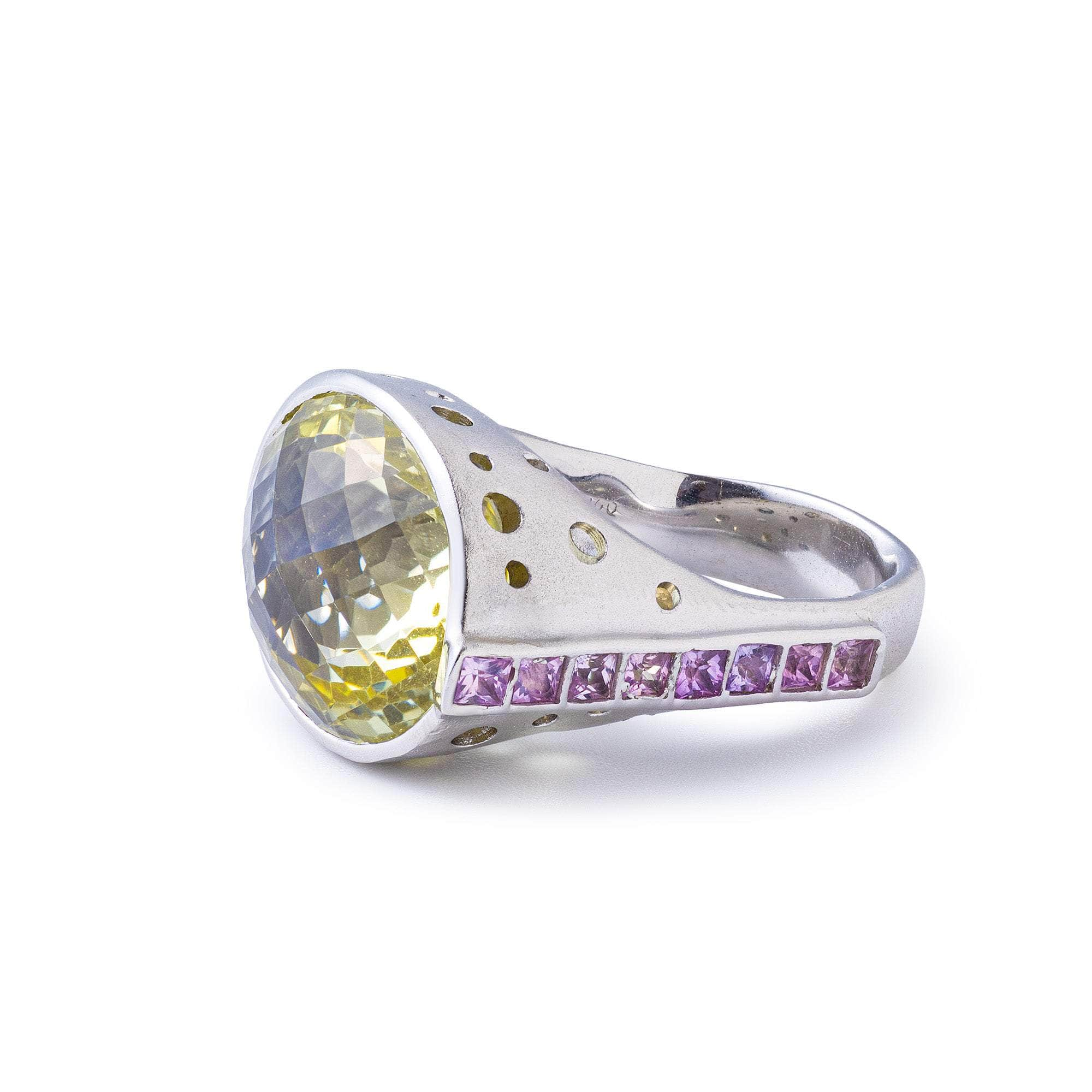 Kivu Lemon Quartz and Sapphire Ring GERMAN KABIRSKI