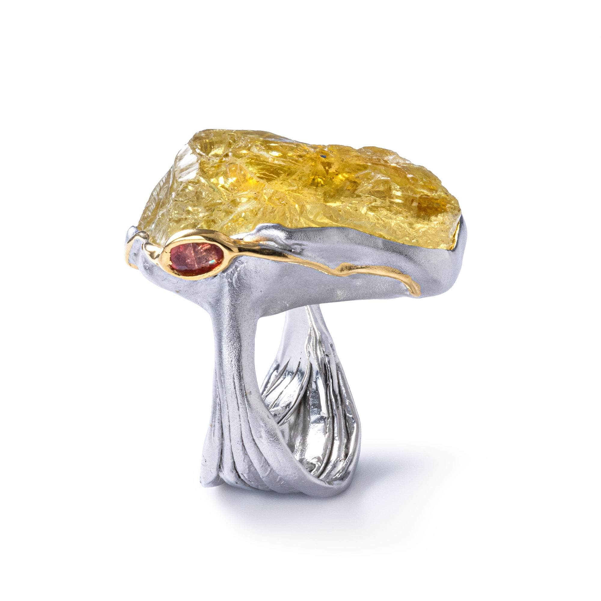 Spica Rough Lemon Quartz and Sapphire Ring GERMAN KABIRSKI