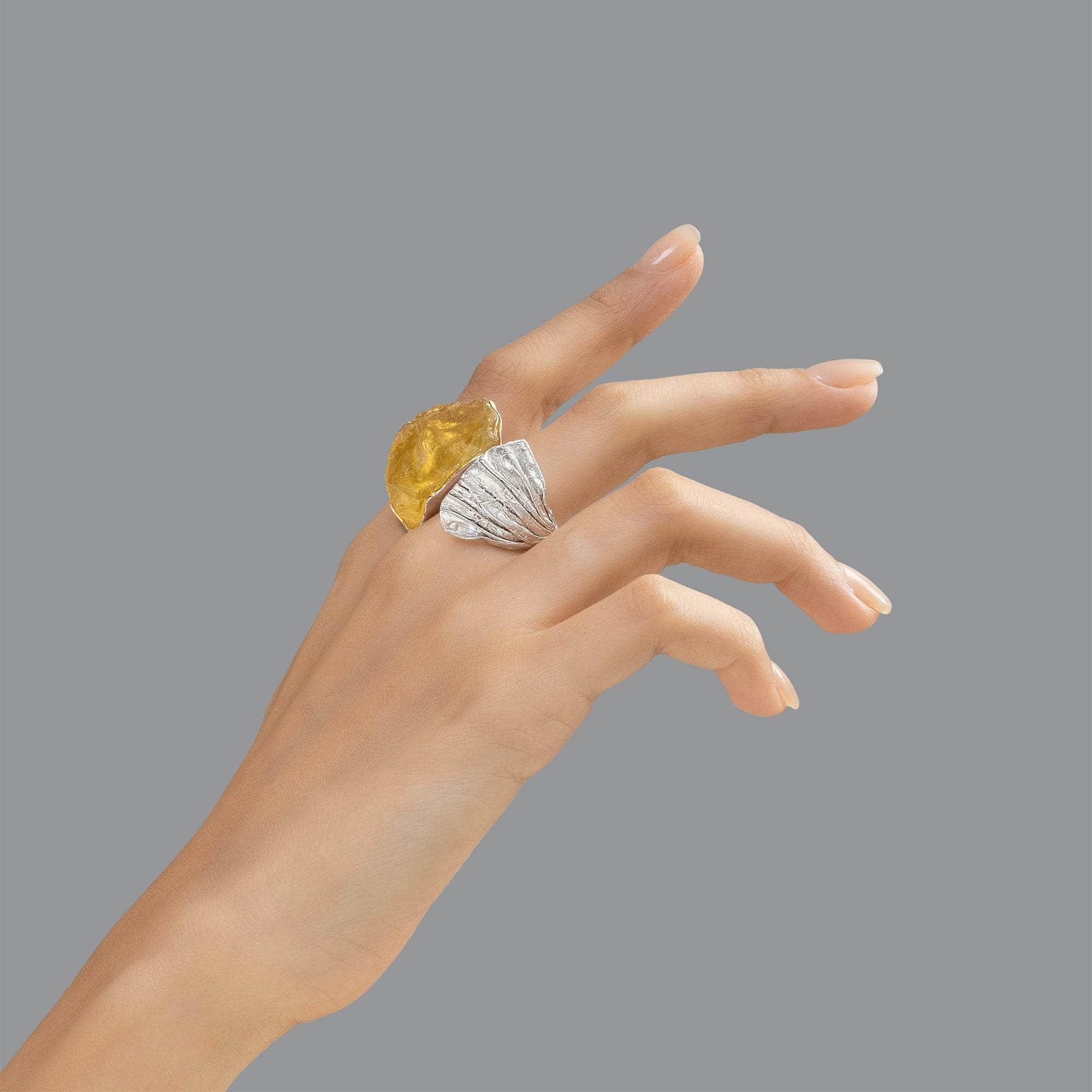 Sonne Rough Lemon Quartz Ring GERMAN KABIRSKI