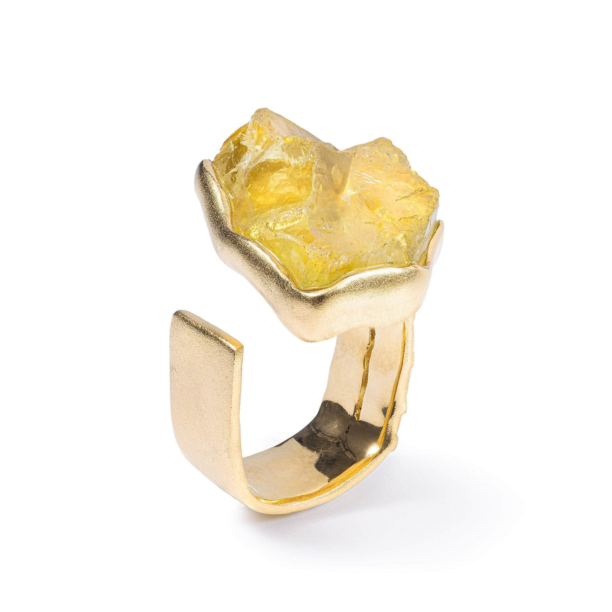 Tosh Rough Lemon Quartz and Sapphire Ring GERMAN KABIRSKI