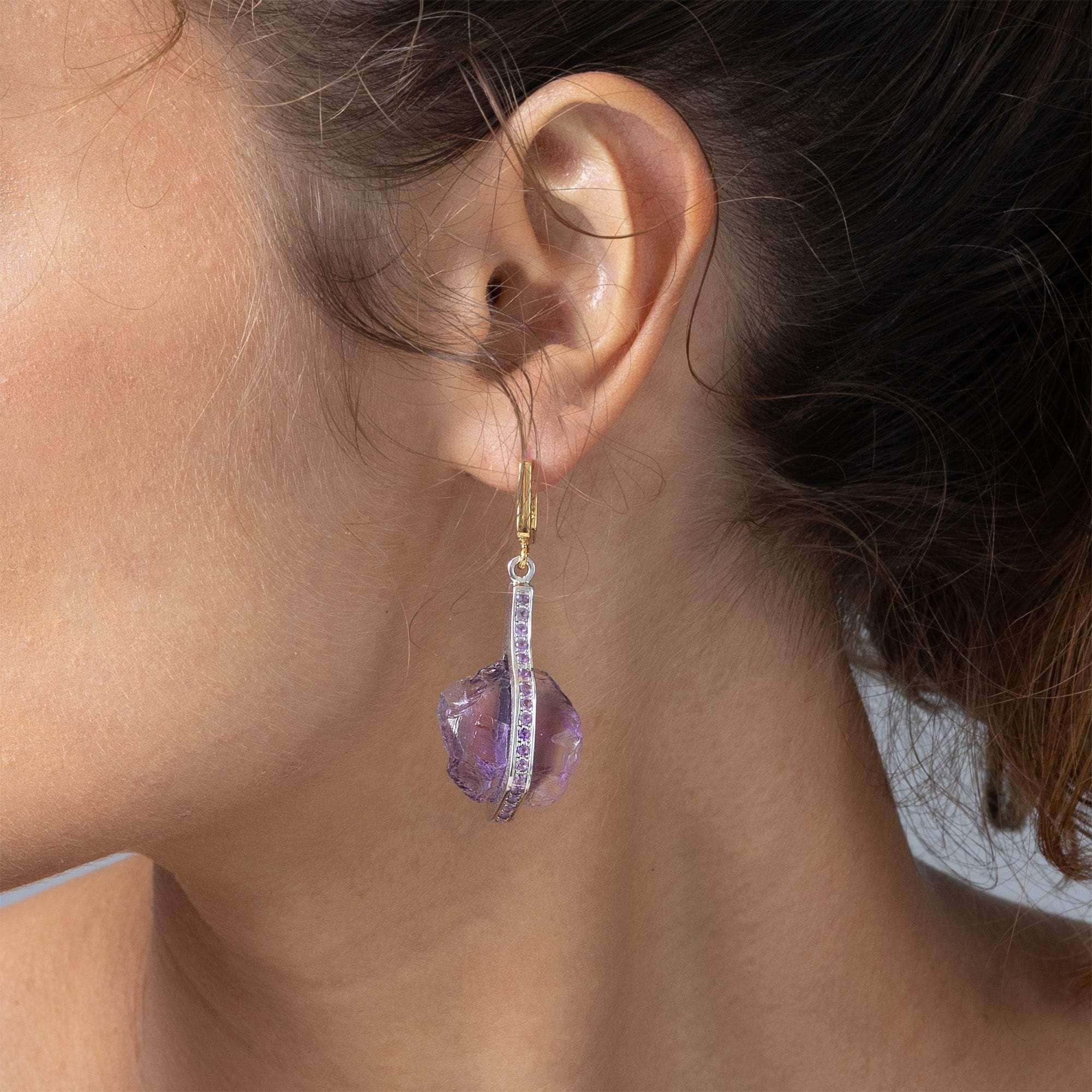 Mawe Rough Amethyst Earrings GERMAN KABIRSKI