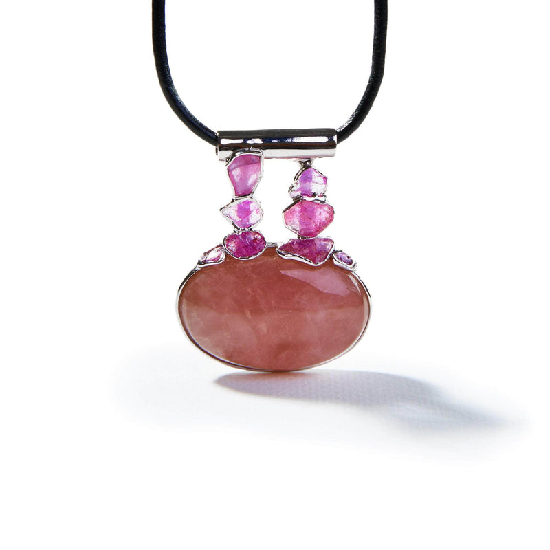 Selan Rose Quartz and Rough Pink Sapphire Pendant GERMAN KABIRSKI