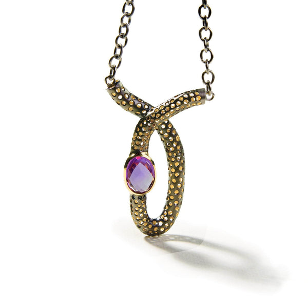 Necklace gray/gold Syree Amethyst Necklace Syree Amethyst Necklace, Necklace by GERMAN KABIRSKI