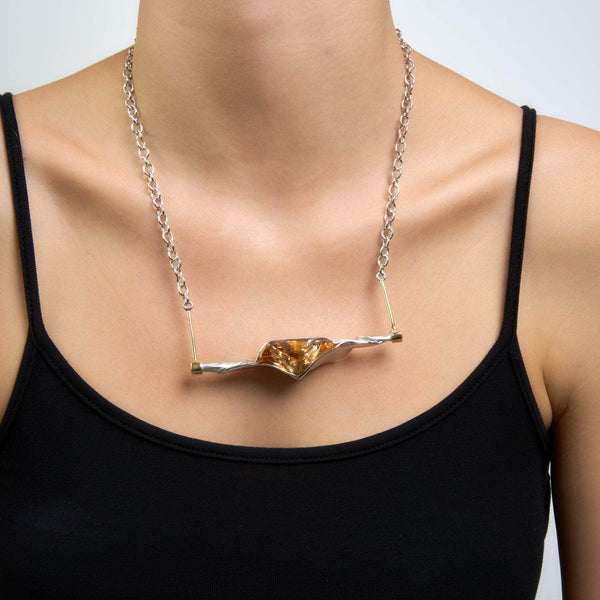 Necklace silver/gold Ares Citrine Necklace Ares Citrine Necklace, Necklace by GERMAN KABIRSKI