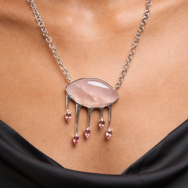 Necklace silver Outh Rose Quartz and Pink Tourmaline Necklace Outh Rose Quartz and Pink Tourmaline Necklace, Necklace by GERMAN KABIRSKI