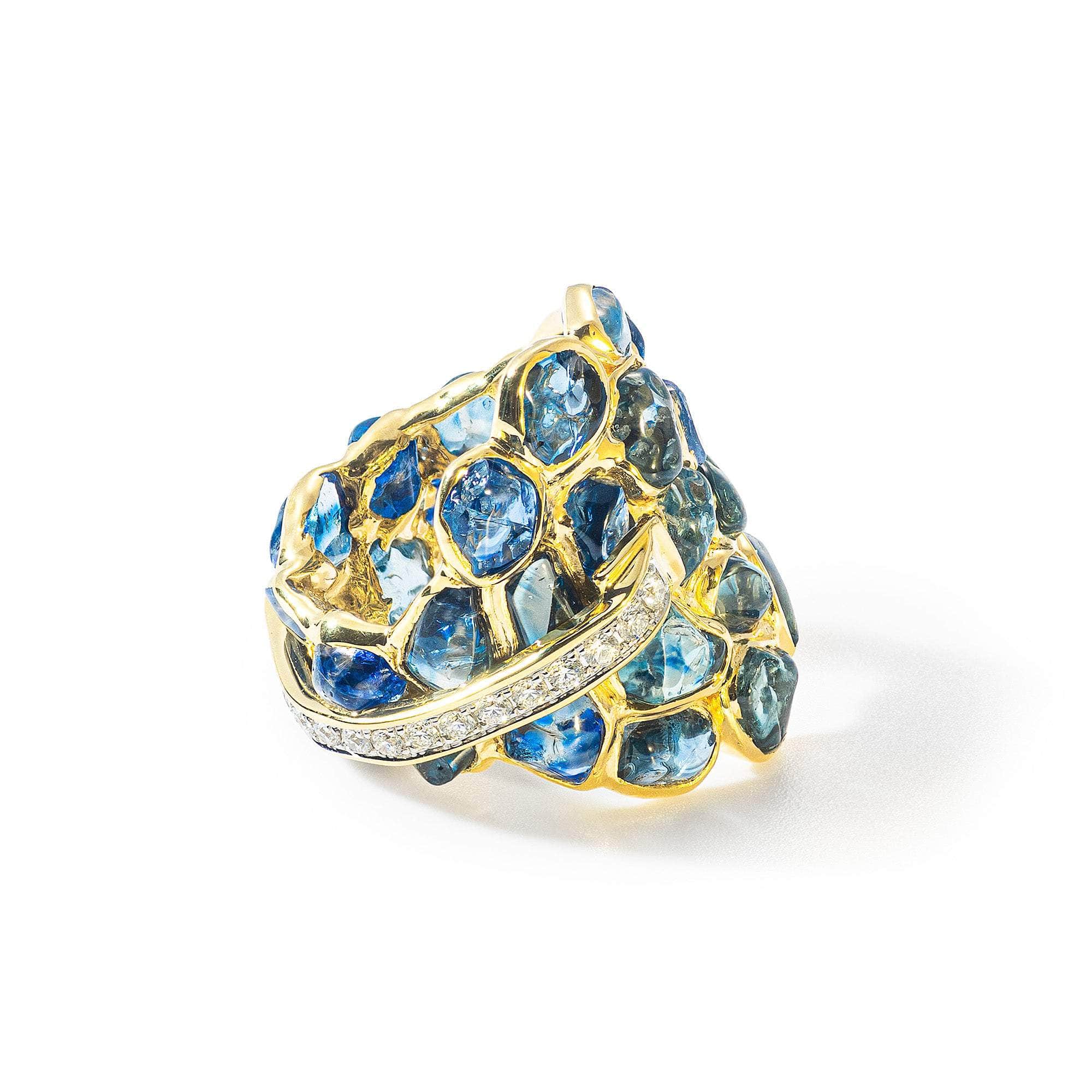 Helios Blue Sapphire and Diamond Ring GERMAN KABIRSKI