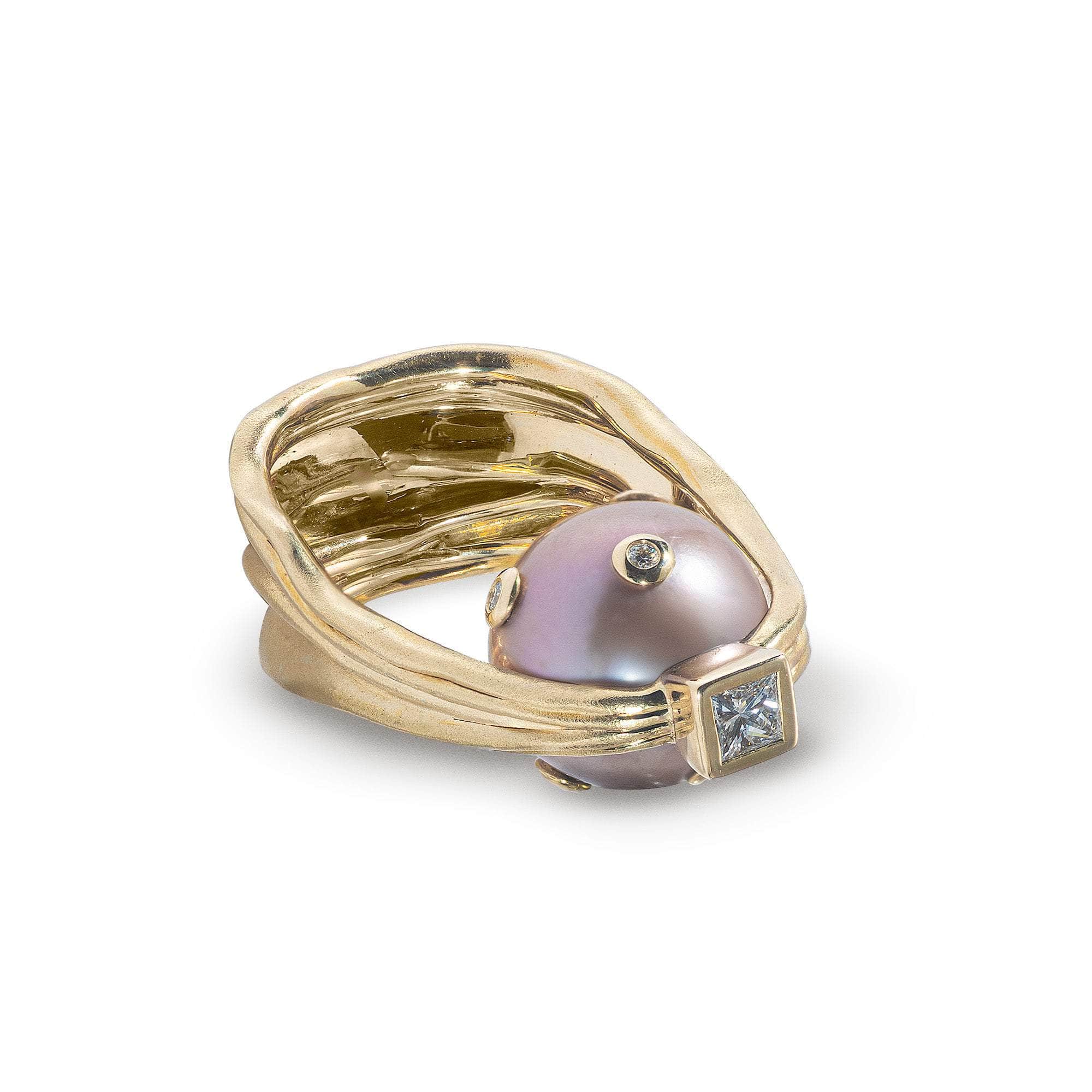 Hathor Purple Pearl and Diamond Ring GERMAN KABIRSKI