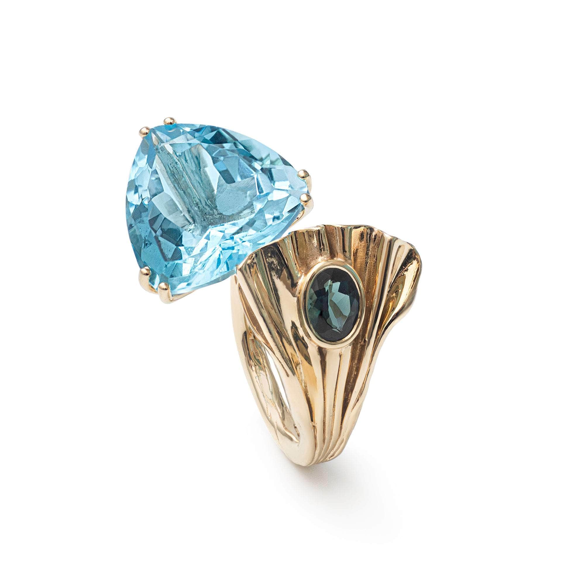 Auril Swiss Blue Topaz and Blue Sapphire Ring GERMAN KABIRSKI