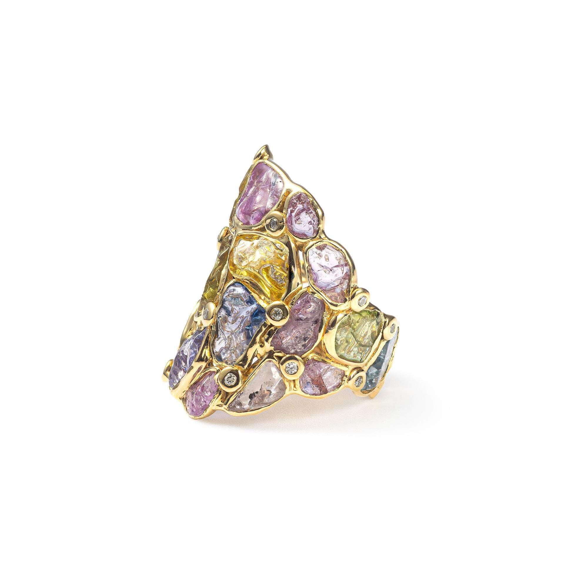 Kolla Rough Sapphire and Diamond Ring GERMAN KABIRSKI