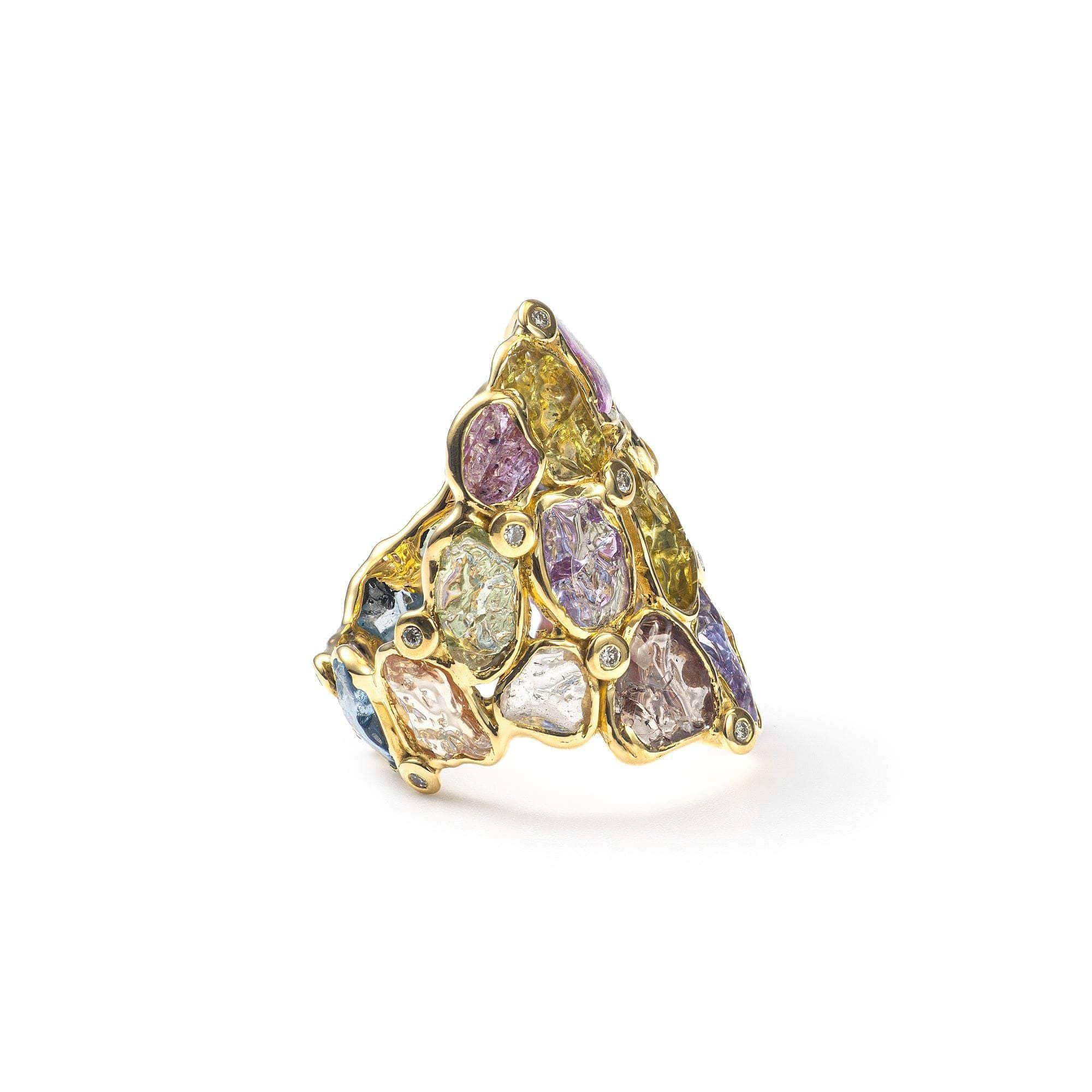 Kolla Rough Sapphire and Diamond Ring GERMAN KABIRSKI