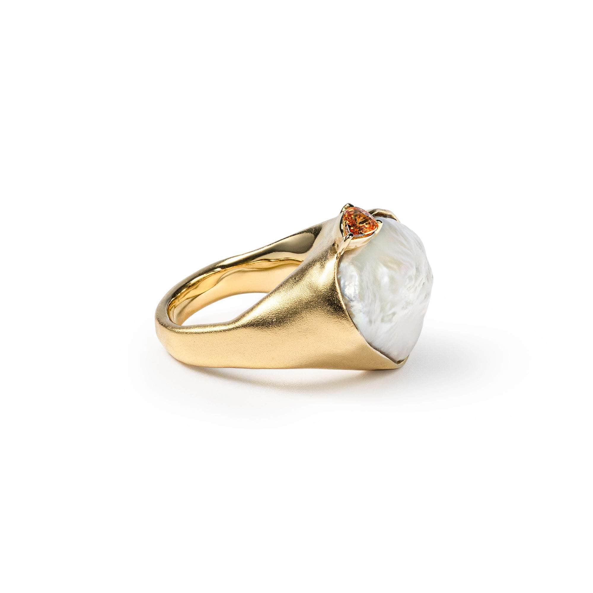 Ishele Purple Baroque Pearl and Orange Sapphire Ring (Gold 18K) GERMAN KABIRSKI