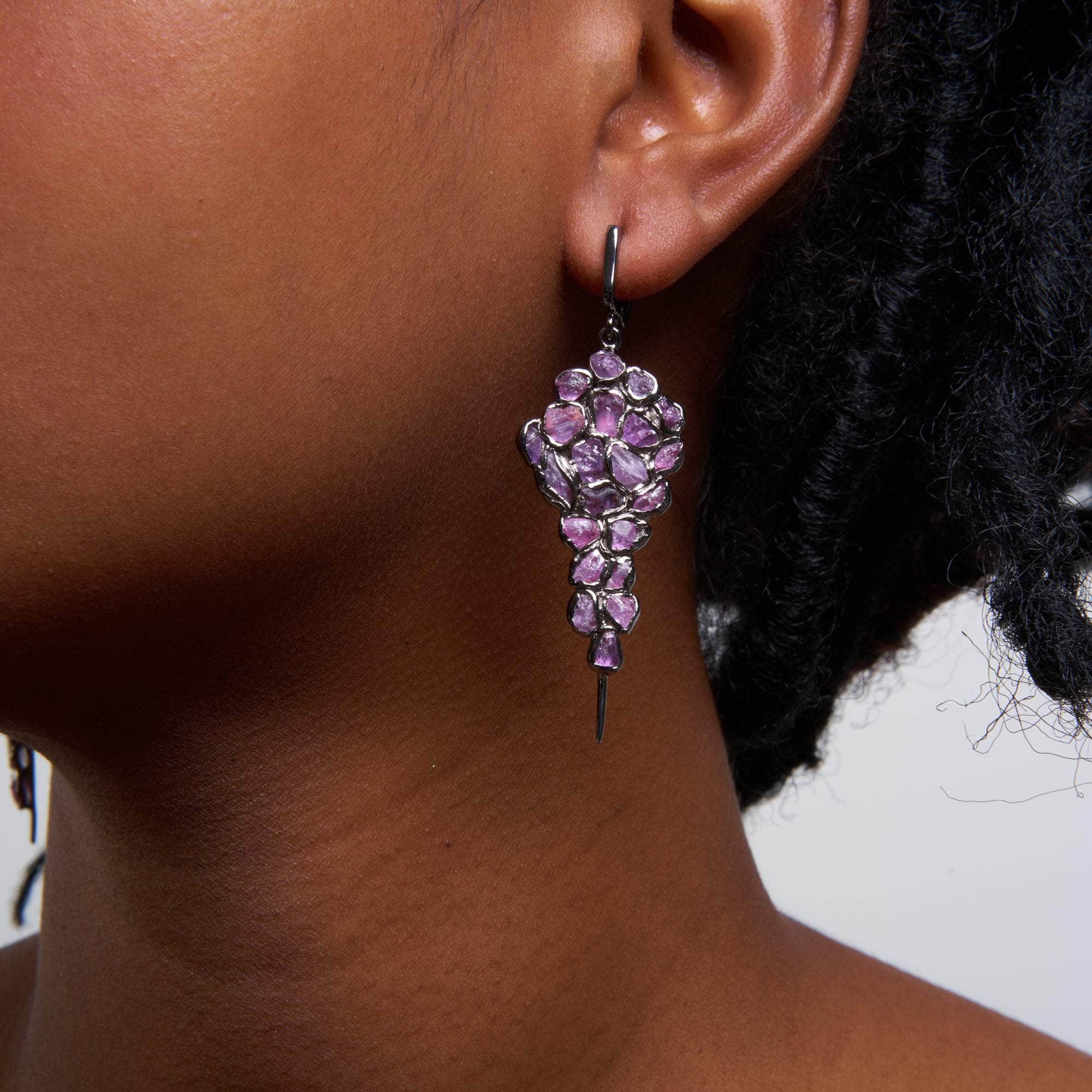 Nia Rough Pink Sapphire Earrings GERMAN KABIRSKI