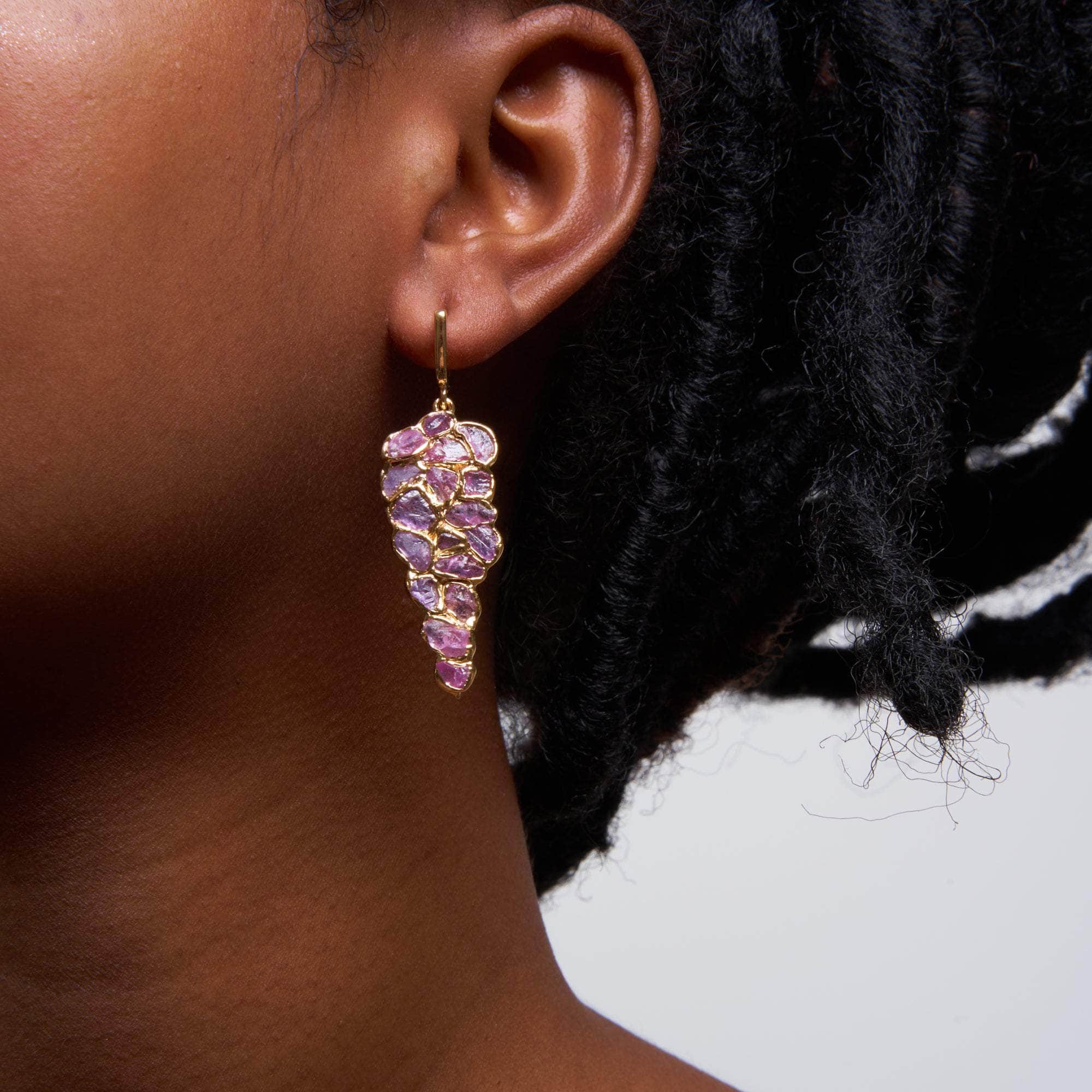 Lea Rough Pink Sapphire Earrings GERMAN KABIRSKI