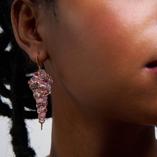 Liv Rough Pink Sapphire and Rough Ruby Earrings (Gold 18K) GERMAN KABIRSKI