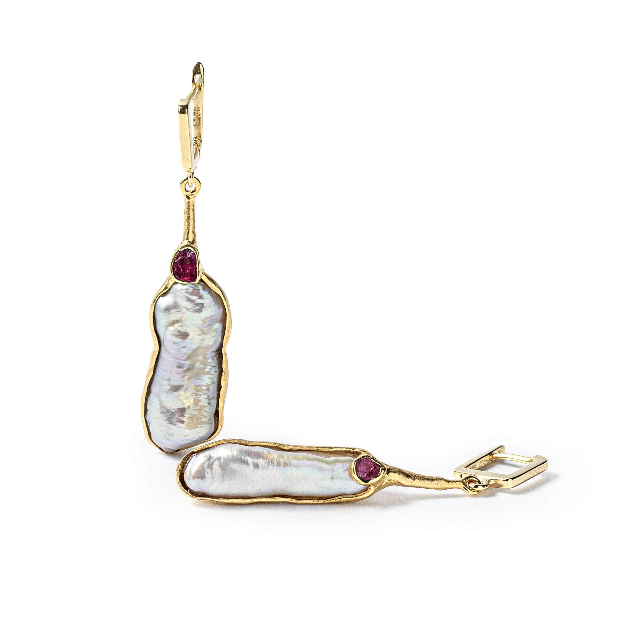 Arian Baroque Pearl and Ruby Earrings (Gold 18K) GERMAN KABIRSKI