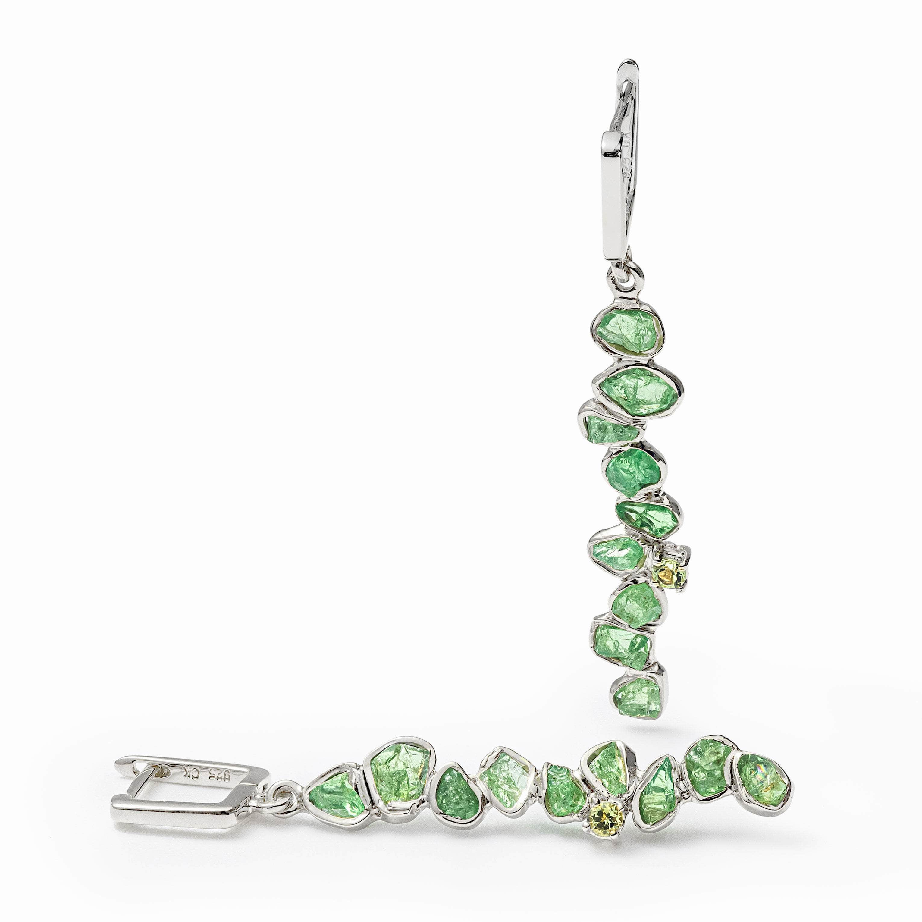 Lulle Rough Tsavorite and Peridot Earrings (White Rhodium) GERMAN KABIRSKI