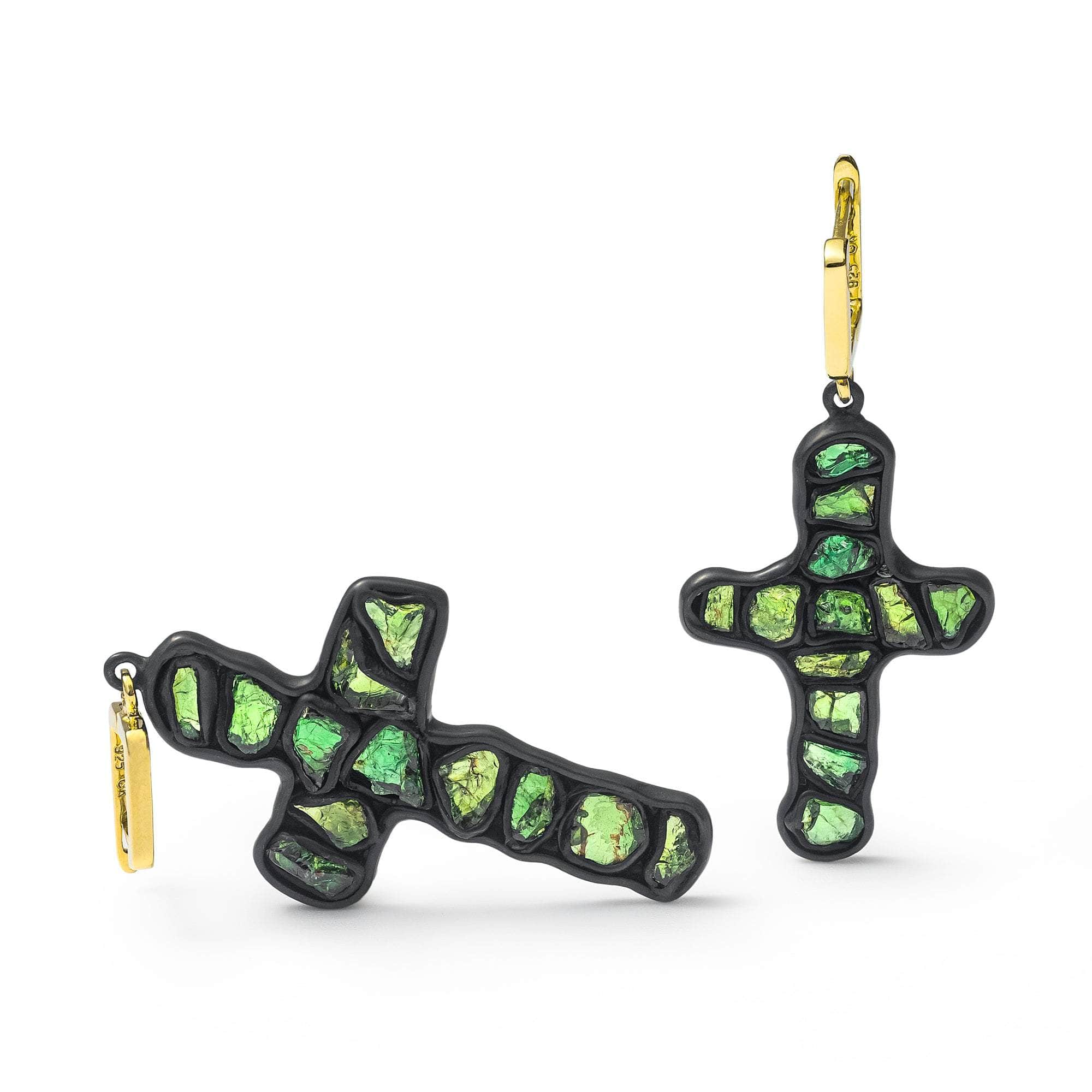 Cruce Rough Chrome Diopside Earrings GERMAN KABIRSKI