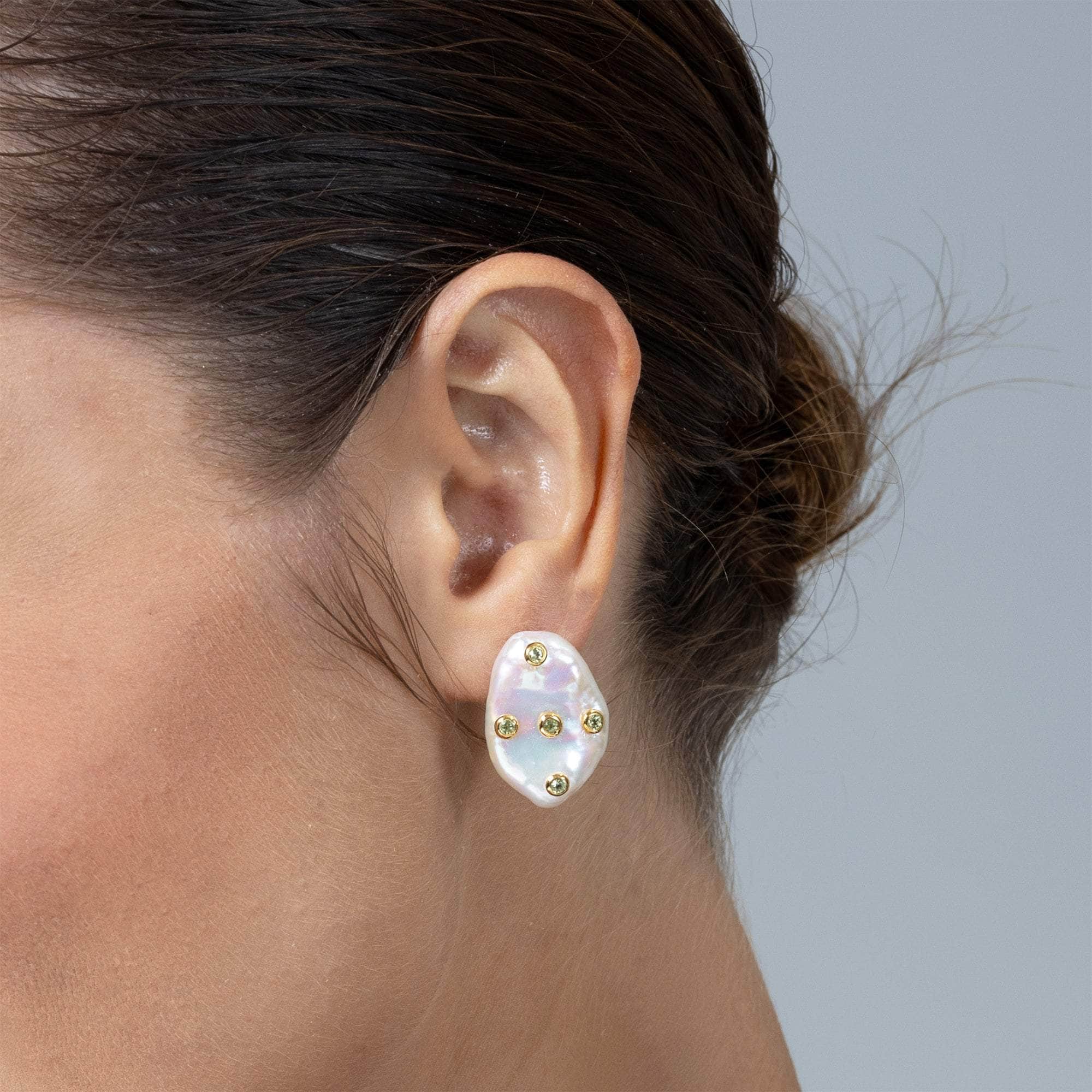 Kirei Baroque Pearl and Peridot Earrings GERMAN KABIRSKI
