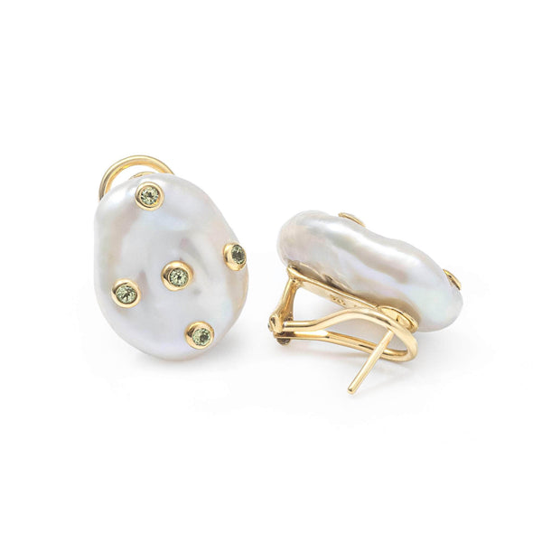 Kirei Baroque Pearl and Peridot Earrings GERMAN KABIRSKI