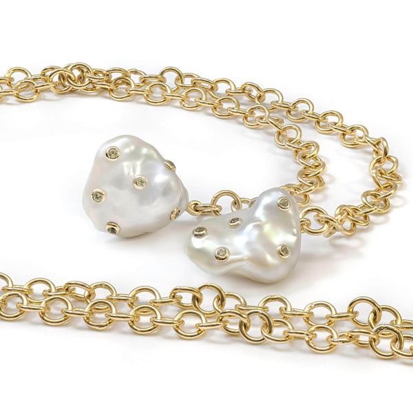 Cadena Baroque Pearl and Peridot Necklace GERMAN KABIRSKI