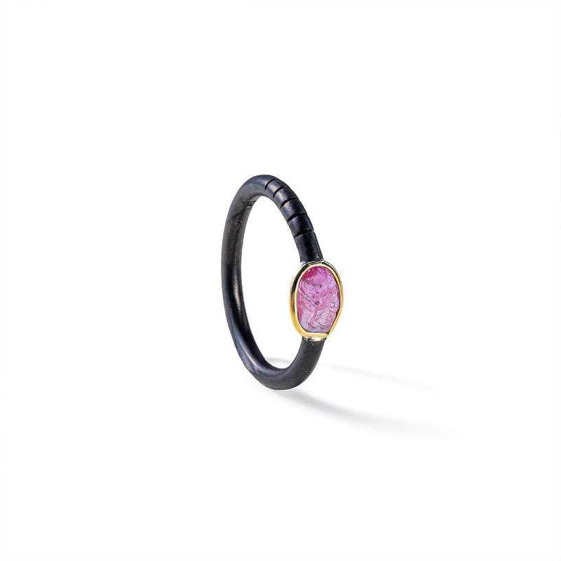 Sappho Rough Pink Sapphire Ring (Anthracite) GERMAN KABIRSKI
